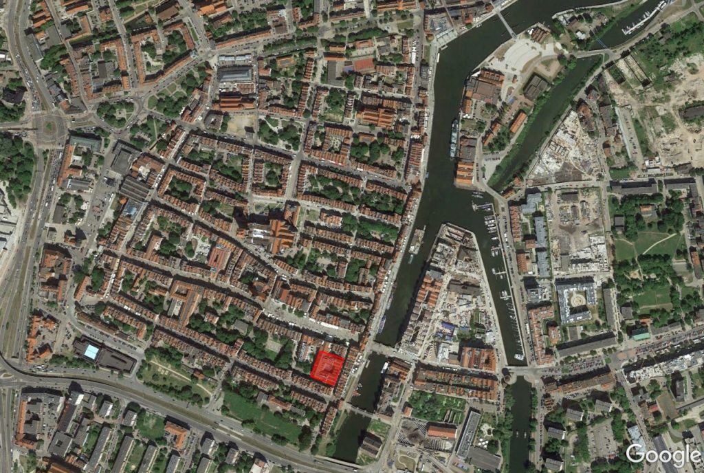Lokalizacja stanowiska na współczesnej mapie Gdańska (zasoby Google maps)