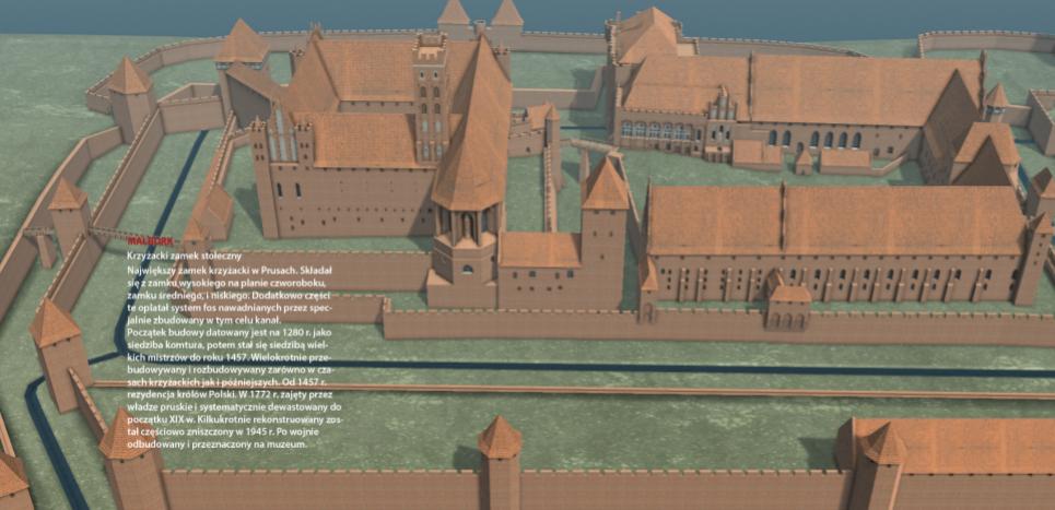 Rekonstrukcja 3D zamku w Malborku wraz z opisem i zarysem historii w języku polskim