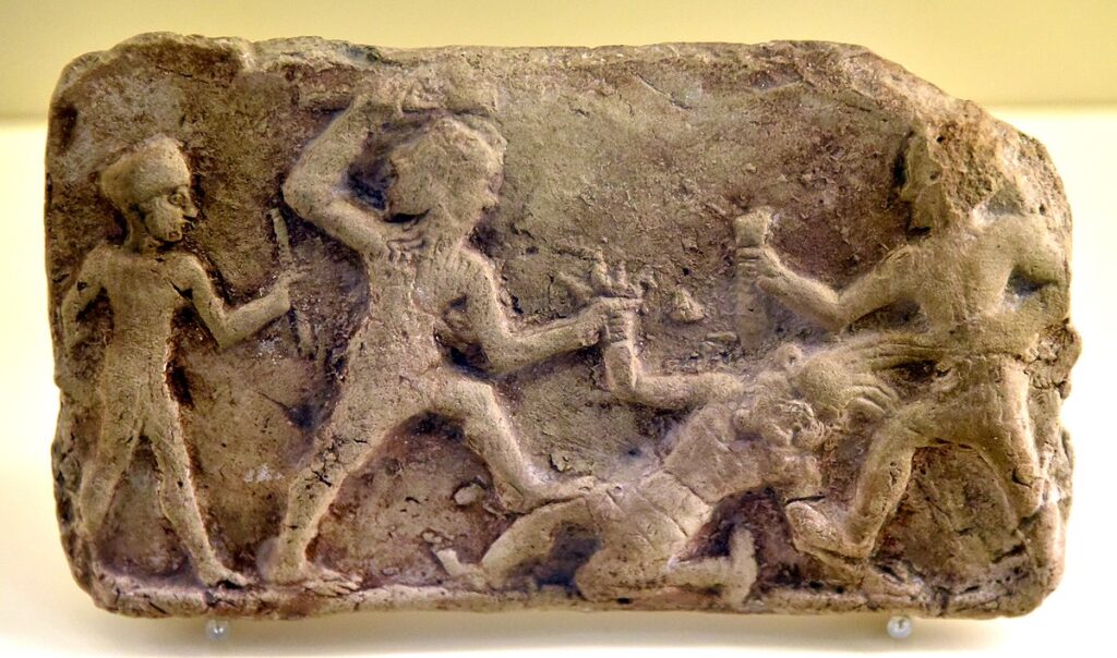 Gilgamesz i Enkidu zabijający Humbabę w Lesie Cedrowym