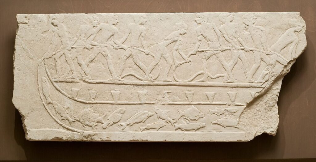 Scena połowu ryb wśród tzw. „scen życia codziennego”. MET Museum, Domena Publiczna