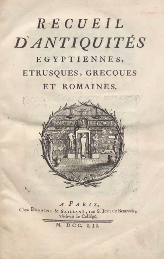 Strona z Recueil d’Antiquités Égyptiennes, Étrusques, Grecques, Romaines et GauloisesDomena publiczna