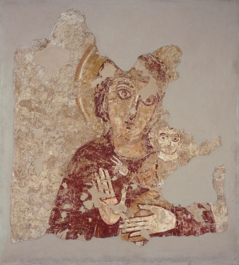 Malowidło ścienne - Matka Boska z Dzieciątkiem z FarasDomena Publiczna, NMW 